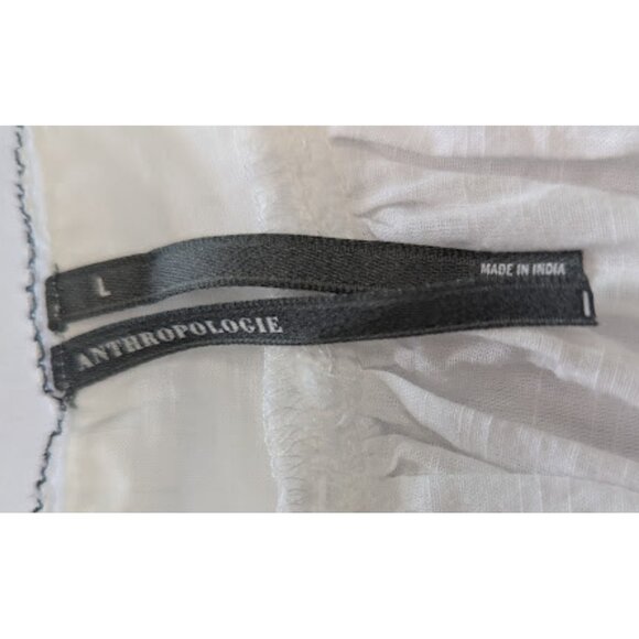 By Anthropologie “In Bloom” White Flutter Sleeve Popover Top Boho Feminine *SZ L - Picture 7 of 9